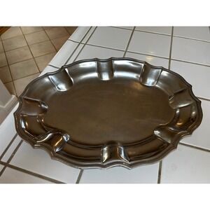 Wilton Armetale‎ Serving Tray Oval Scalloped Edge Metal Pewter Finish